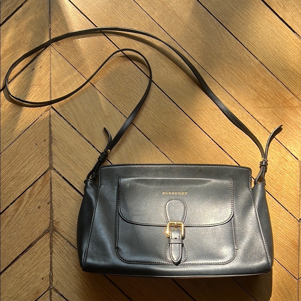 Burberry Black Leather Crossbody Bag with Gold Hardware